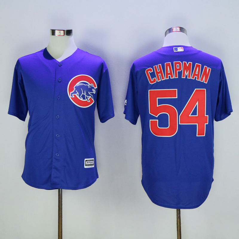 Men Chicago Cubs 54 Chapman Blue MLB Jerseys